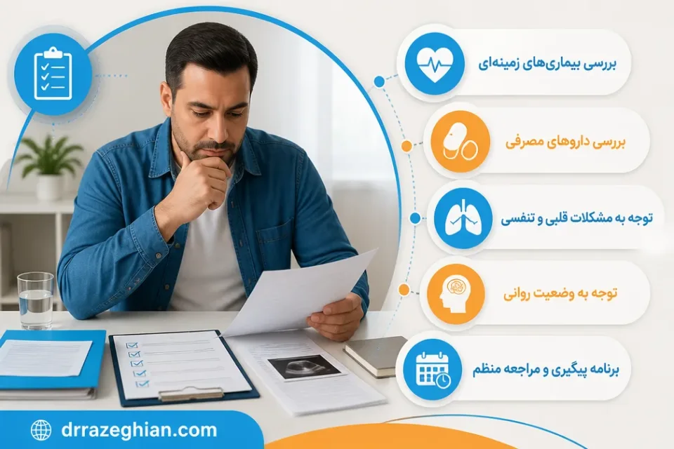 نمای توضیحی درباره نادیده گرفتن بیماریهای زمینهای و پیگیری